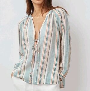 Rails Brielle Seaview Stripe Long Sleeve Blouse Sz M